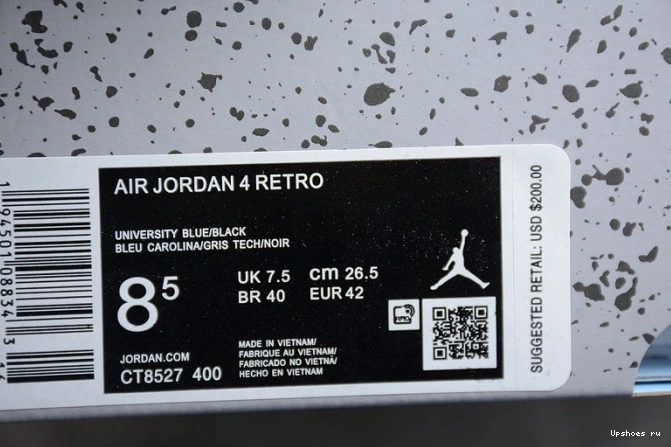 4 Blue Retro Air Jordan CT8527-400 University 0808